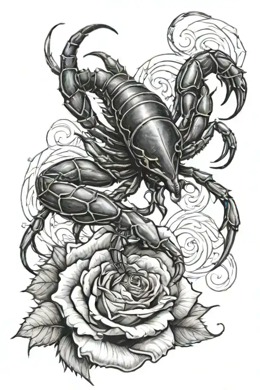 Rose and scorpion tattoo design idea