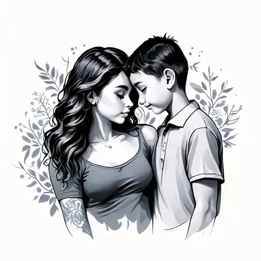 Matching Mom And Son tattoo design idea