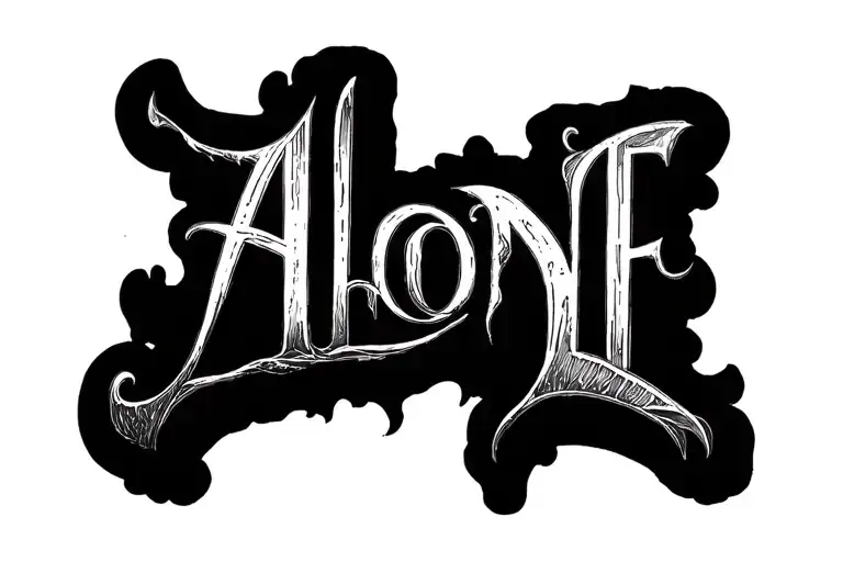"AlonE" depressive lettering tattoo design idea