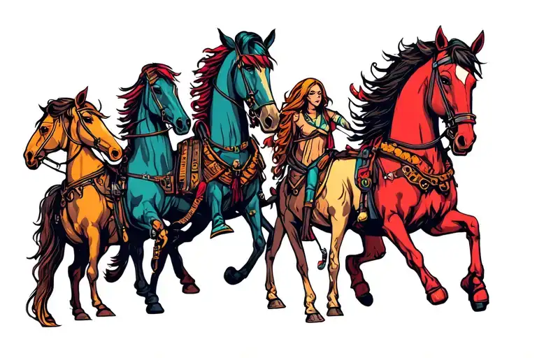 four horsemen of the apocalypse are cyberpunk tattoo design idea