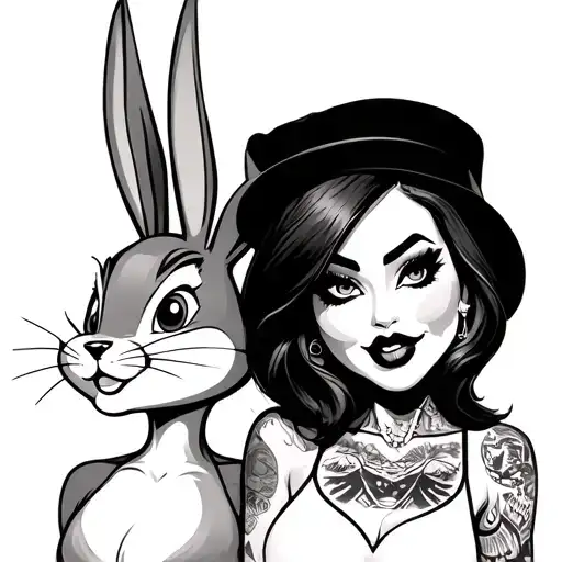 bugs bunny and Lola bunny gangster with tattoos on face tattoo design idea