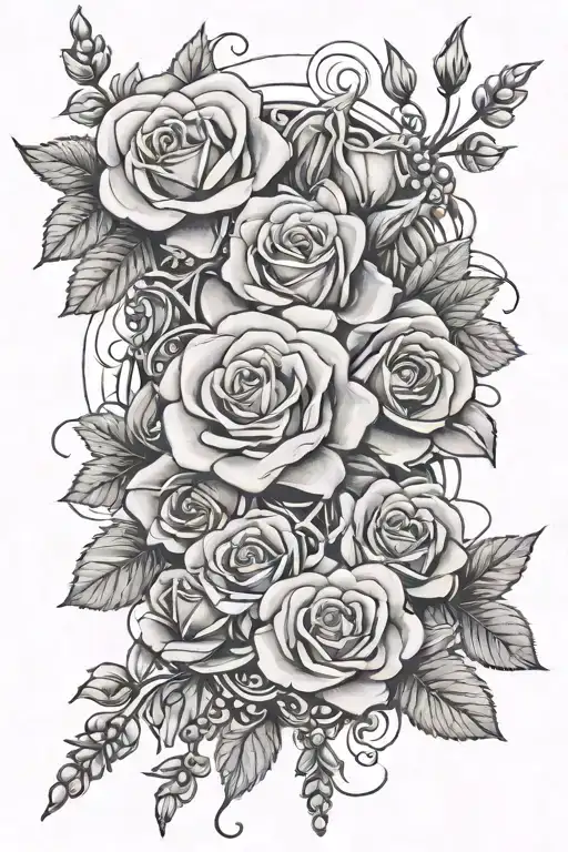 roses lilacs with a rosary wrapped round the arm tattoo design idea