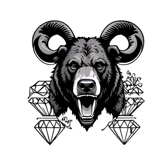 Queens New York, Aries , diamond, New York giants, New Jersey devils, Chicago bulls, bear tattoo design idea