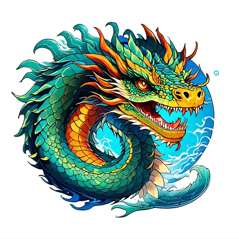 Japanese Water Dragon tattoo design idea