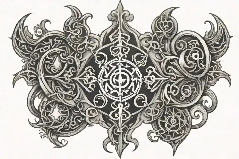 religious symbols intertwined tattoo design idea
