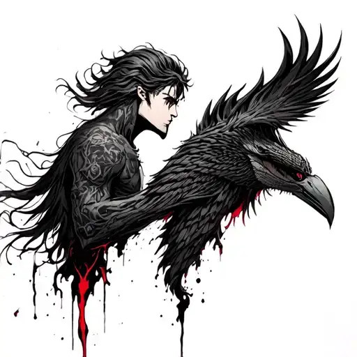 guts and griffith from beserk fading into jin-woo and igris the bloodred tattoo design idea