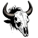 western bull skull tattoo design idea