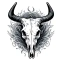western bull skull tattoo design idea