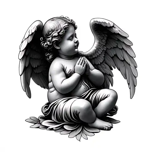 baby angel praying tattoo design idea