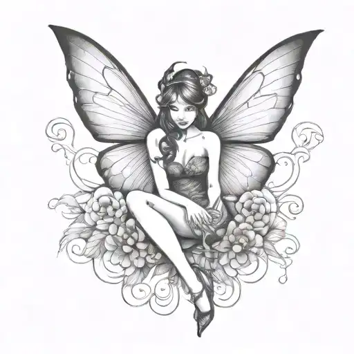 fairy pinup pose tattoo design idea