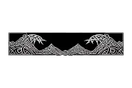 Celtic knot frame, mountains, crashing waves tattoo design idea