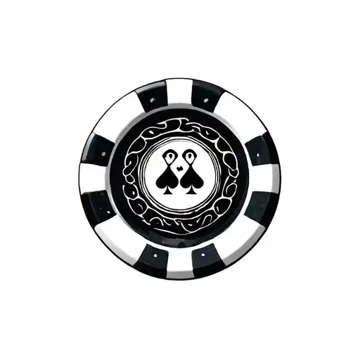 poker chip, bowling pins in the center tattoo design idea