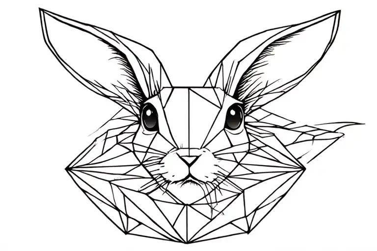 hare polygon running away tattoo design idea