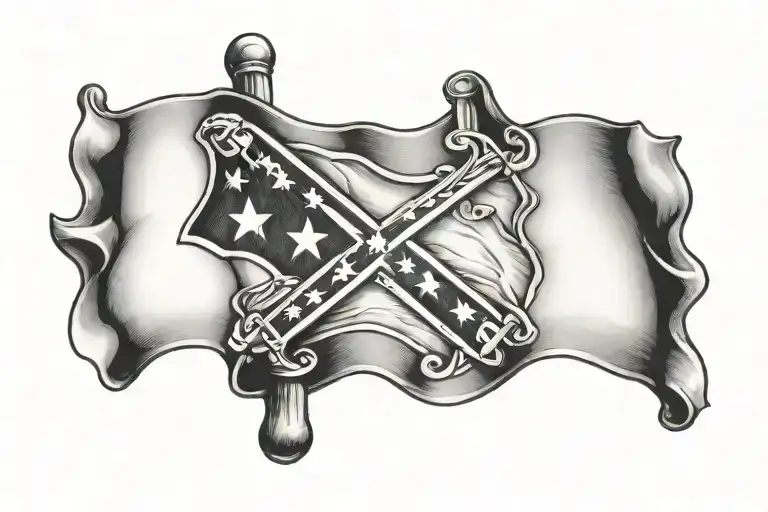 basic confederate flag nametag tattoo design idea