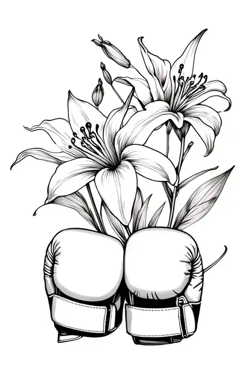 boxing gloves and spider lilies tattoo design idea