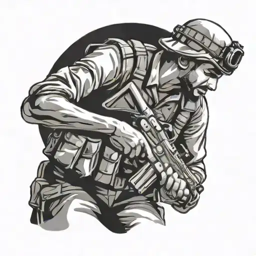 Palestinian soldier struggling tattoo design idea