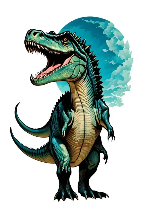  Spinosaurus and Brachiosaurus and triceratops tattoo design idea