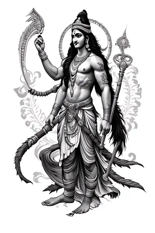Lord Krishna Mahabharat Warrior Karna tattoo design idea