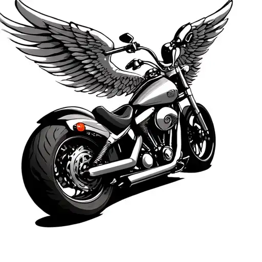 victory motorcycle with wings tattoo design idea