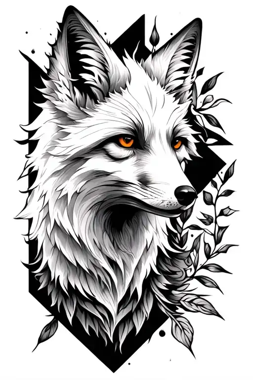 white fox tattoo design idea