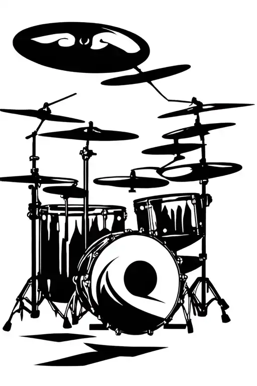 drum kit inspired cyber sigilism tattoo design idea