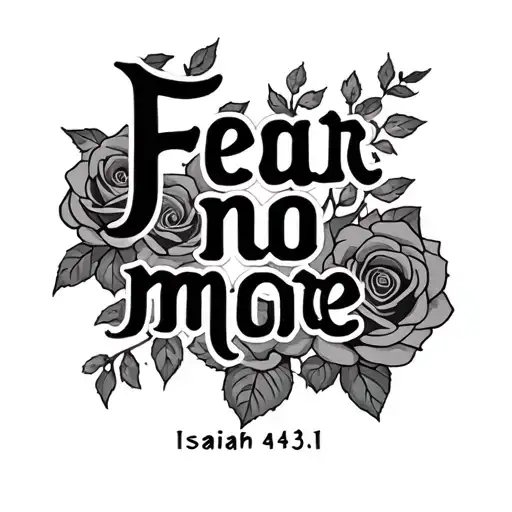 "Fear no more Isaiah 43:1" roses intertwined around the words tattoo design idea