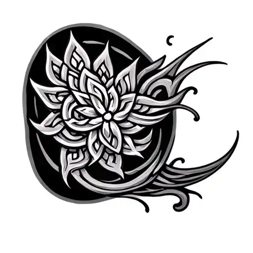 Celtic surfboard floating tattoo design idea