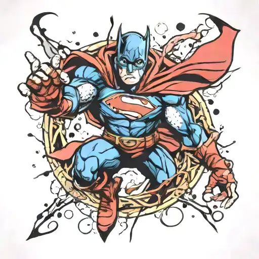 super hero watercolor tattoo design idea
