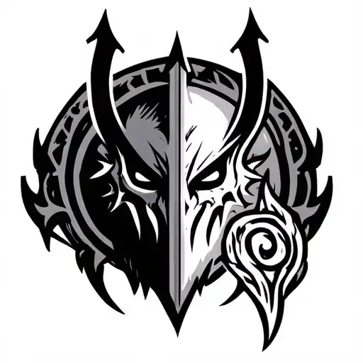 horde and alliance banner from world of warcraft  tattoo design idea