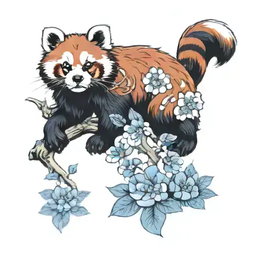 red panda suminagashi tattoo design idea
