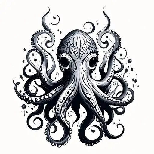 Octopus Polynesian design inspired tattoo design idea
