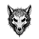 wolf skull face on  tattoo design idea