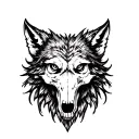 wolf skull face on  tattoo design idea