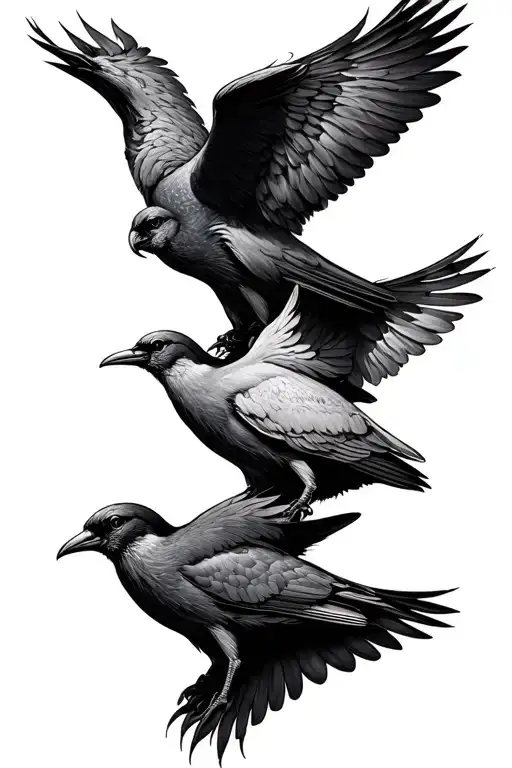three hollow birds,fading as they go up on neck tattoo tattoo design idea