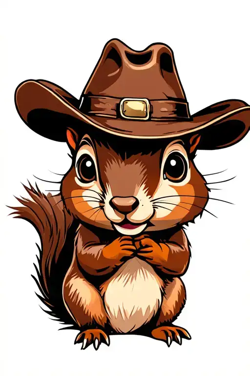 cartoon squirrel wearing cow boy hat tattoo design idea