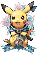 Pikachu with references to naruto, avatar the last Airbender, Fullmetal alchemist, and one piece tattoo design idea