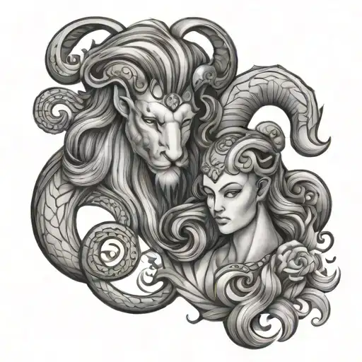 Aquarius leo and aries zodiac sign tattoo design idea