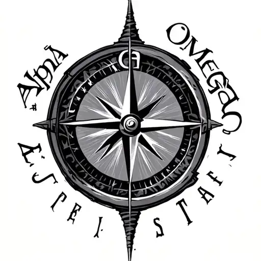 "Alpha Omega " compass tattoo design idea