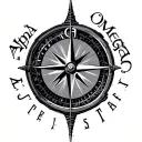"Alpha Omega " compass tattoo design idea