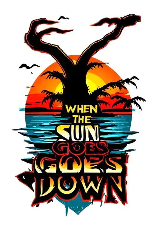 "when the sun goes down" sunset tattoo design idea