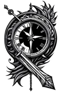 arrow on forearm tribal shooting through a half compass hald clock  tattoo design idea