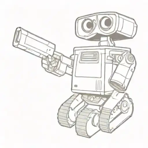 low detail line work style wall-e tattoo design idea
