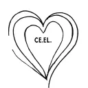 Fine line heart with initials C.E.L in the middle. (Without colour) tattoo design idea