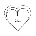 Fine line heart with initials C.E.L in the middle. (Without colour) tattoo design idea