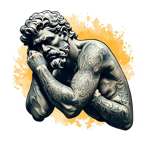 the Thinker statue tattoo design idea
