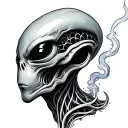 Alien Smoking tattoo design idea