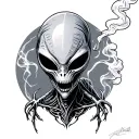 Alien Smoking tattoo design idea
