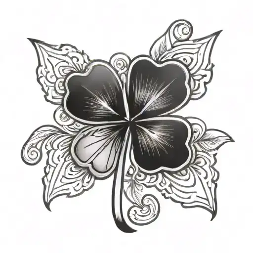 five leaf clover tattoo design idea
