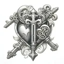 skeleton keys and hearts  tattoo design idea