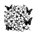 butterfly flowers intertwined tattoo design idea